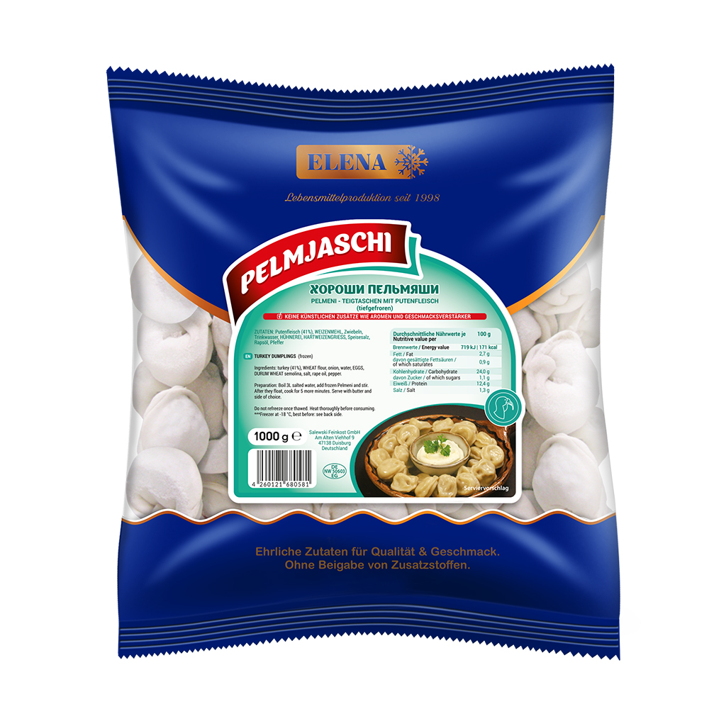 Pelmeni-deegwaren gevuld met kalkoenvlees