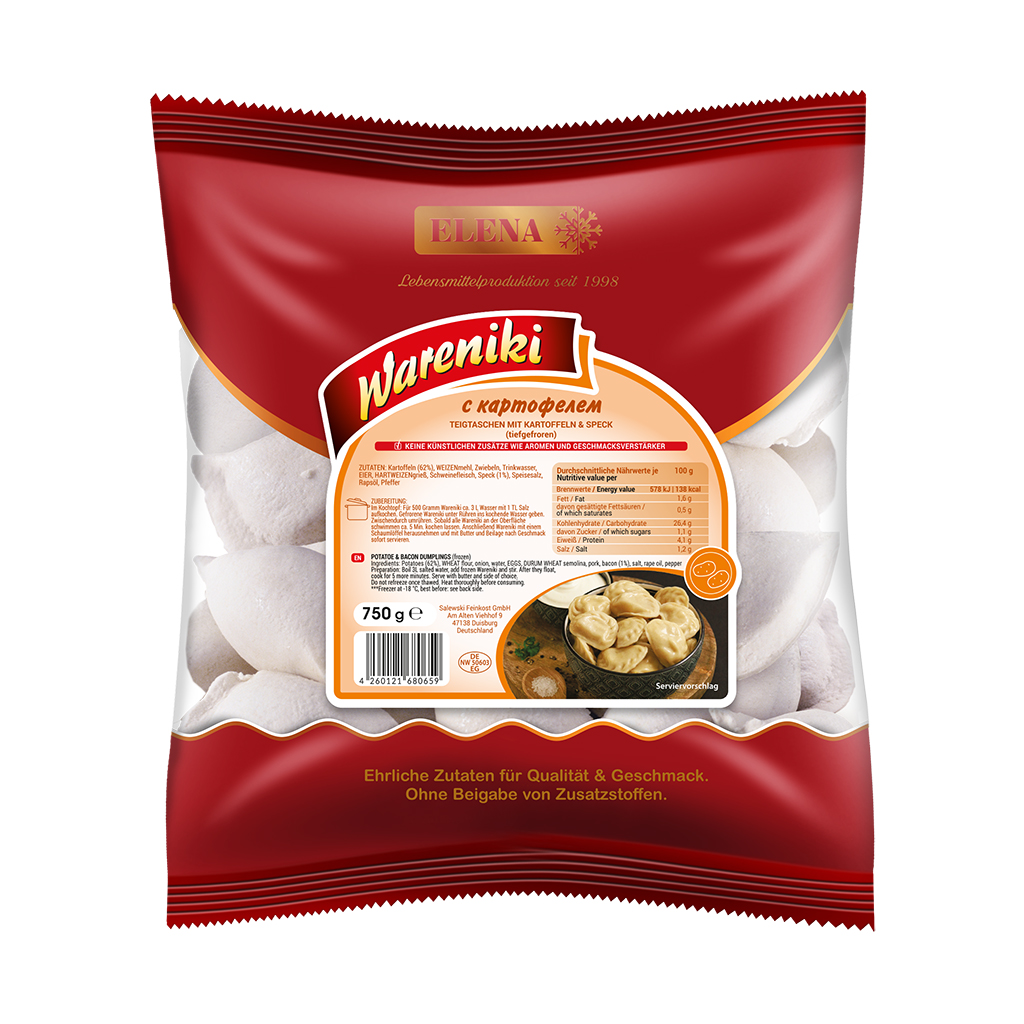 Wareniki - Deegzakjes gevuld met aardappelen en spek