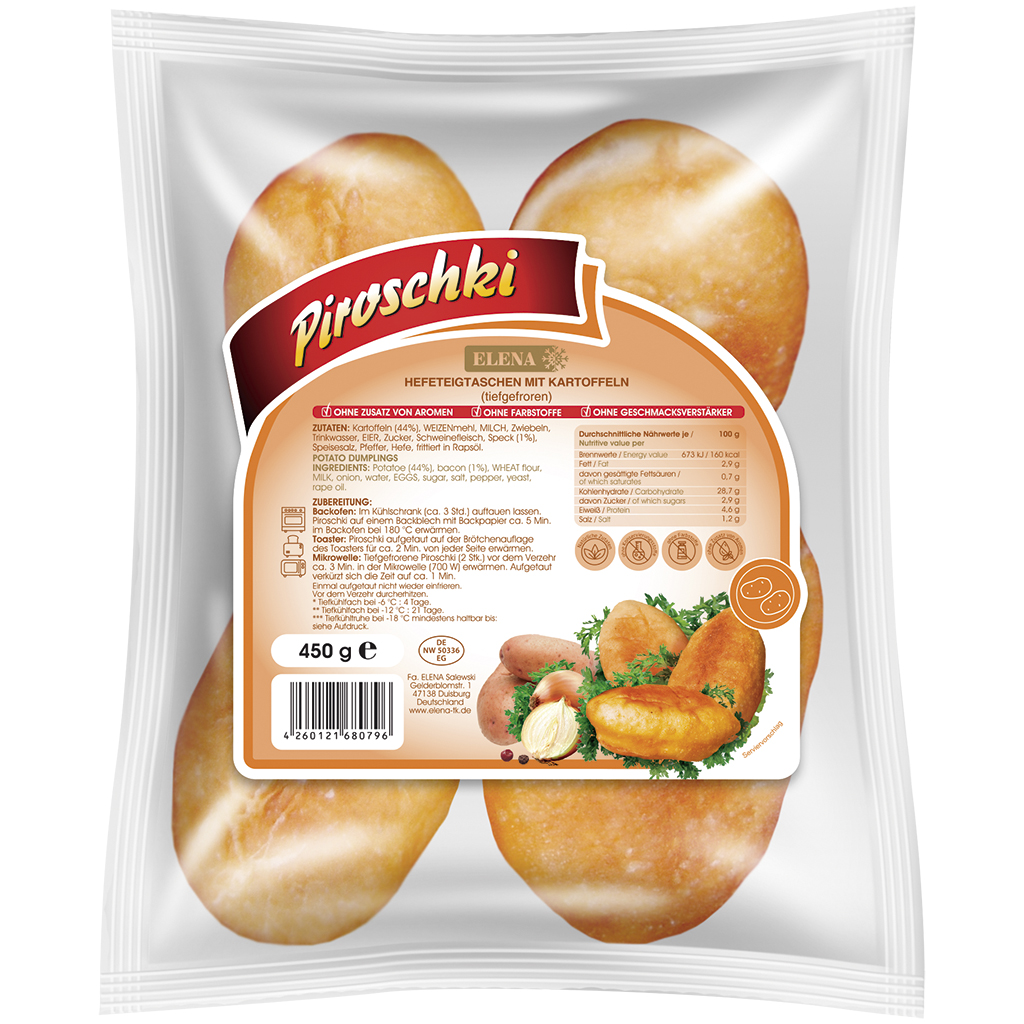 Piroschki - gebakken gistdeegzakjes gevuld met aardappelen