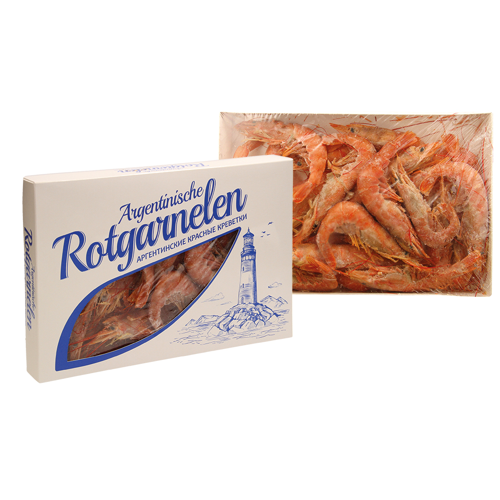 Argentijnse rode garnalen, rauw, met hoofd, met schil