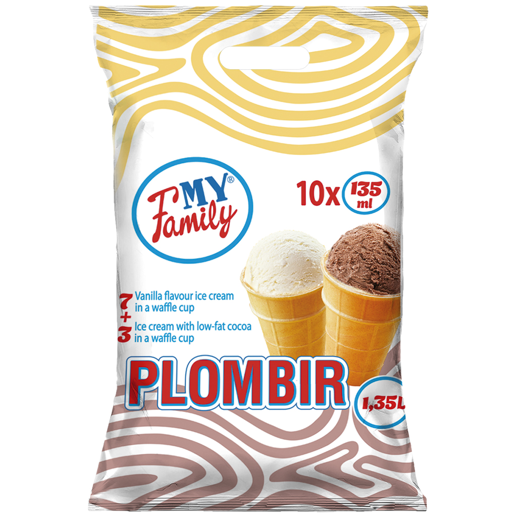 "MY FAMILY" mix van ijs met vanillesmaak in een wafelbekertj