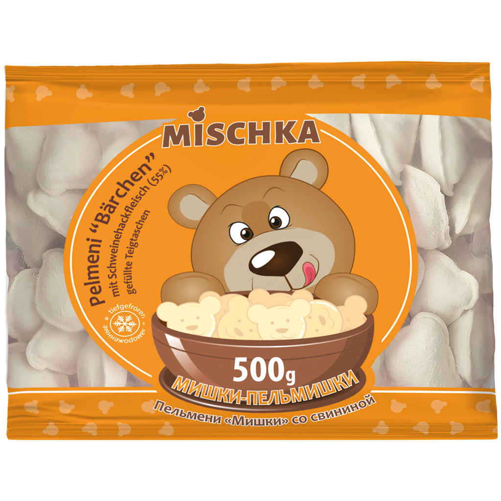 Pelmeni "Bärchen" - met varkensgehakt (55%) gevulde deegware