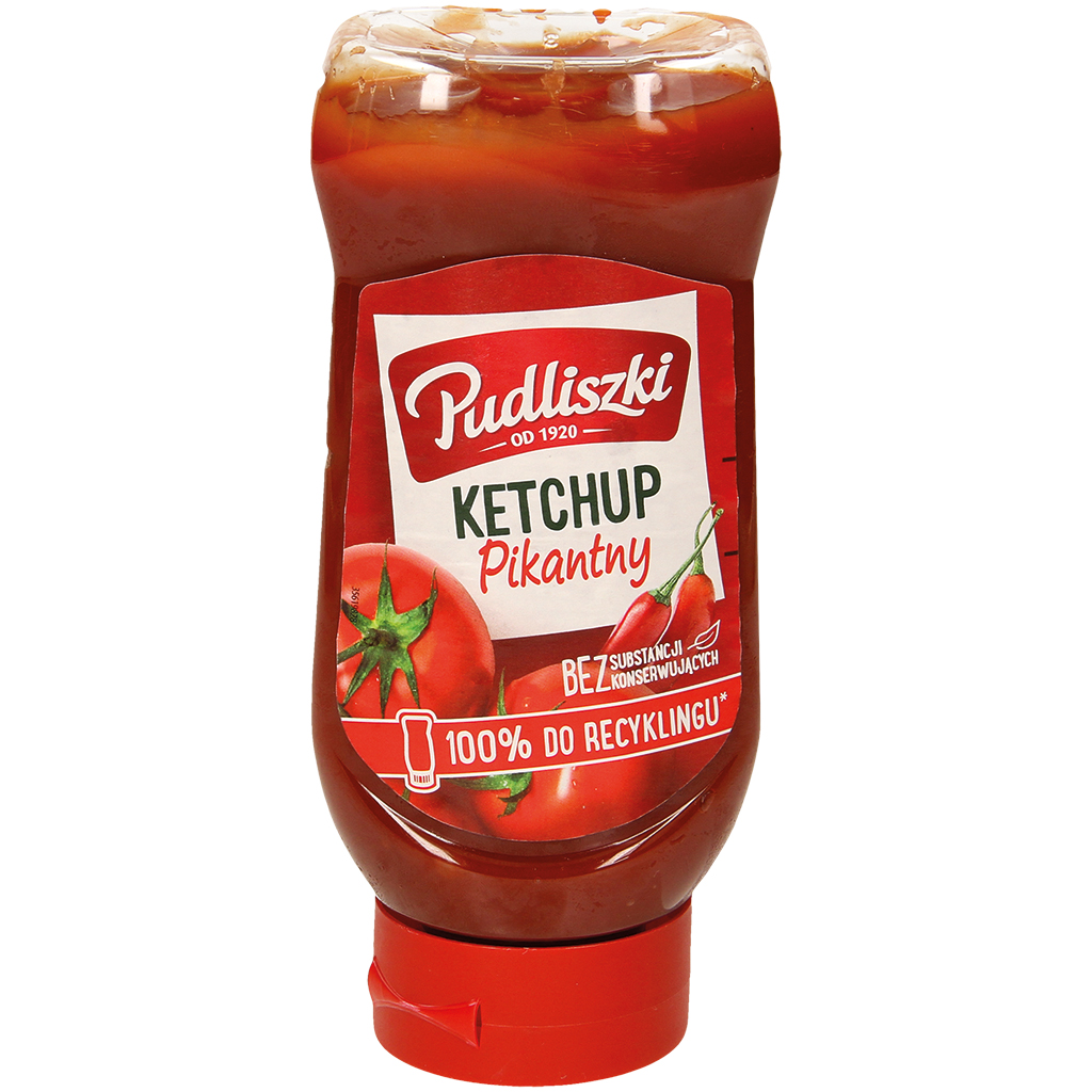 Pittige tomatenketchup. Gepasteuriseerd product.