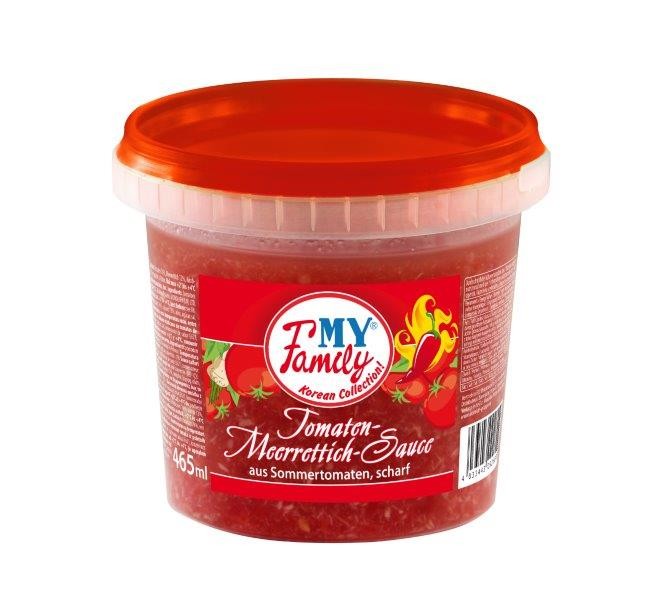 Tomaat-mierikswortelsaus van zomertomaten, heet