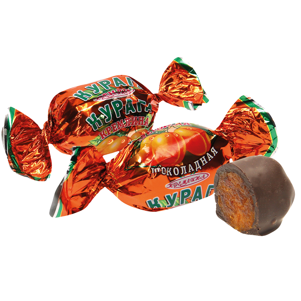 Конфета с ароматизированной начинкой из абрикоса в какаосоде