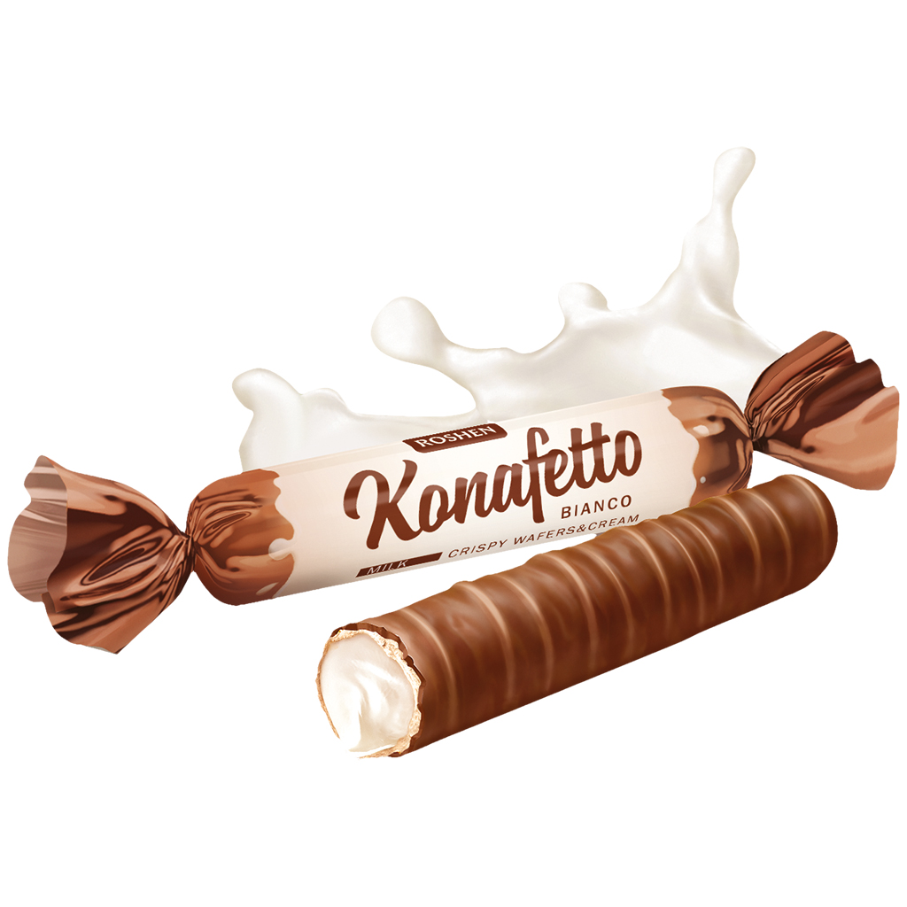 Wafelrolletjes "Konafetto bianco" met een crèmevulling met m