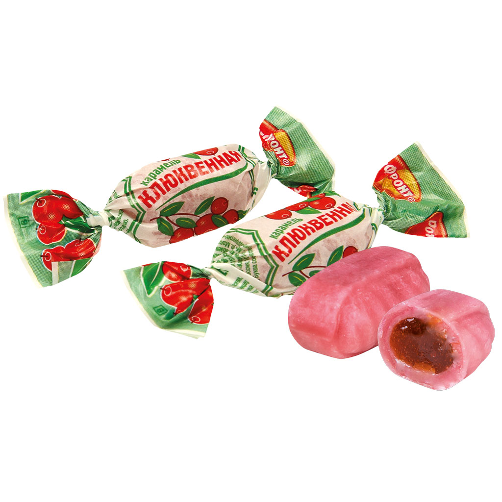Карамель "Klükvennaja" с 22% фруктовой начинкой со вкусом кл
