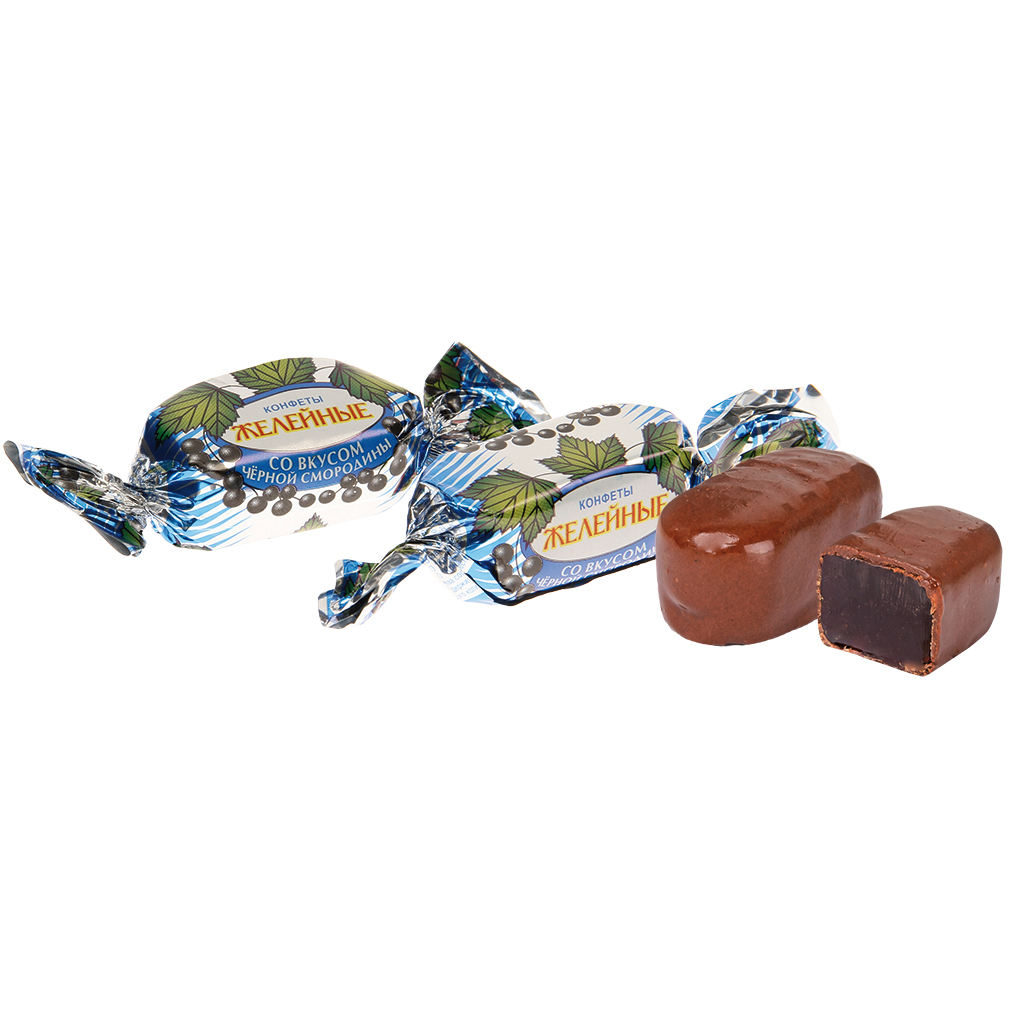 Chocoladesnoep met zwartebessengelei