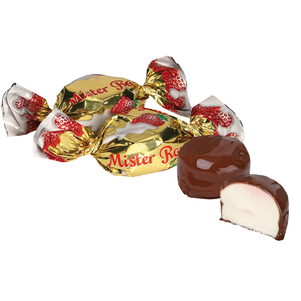 Chocolade snoep "Mister Ron" met aardbei- en roomcrème