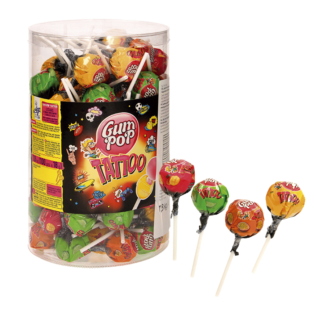 Lollie met fruitsmaak (mango, limoen, passievrucht, banaan)
