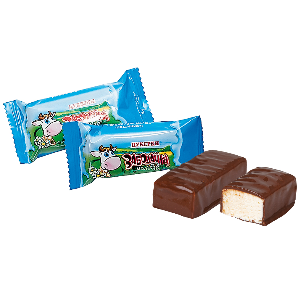 Schuimsuikerwaren met melk smaak "Zabodaika" in cacao-houdende vetglazuur