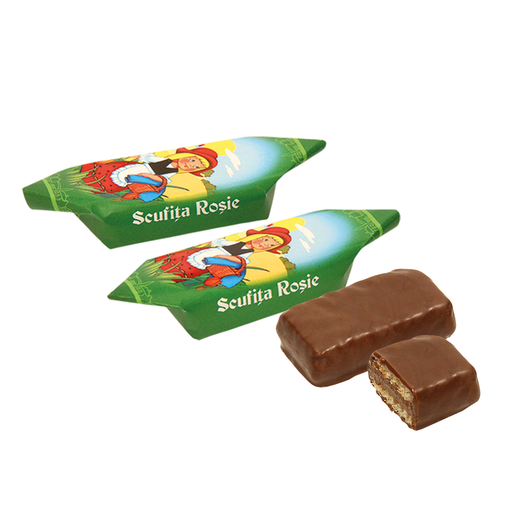 "Scufita Rosie" wafelsnede in cacao-houdende vetglazuur