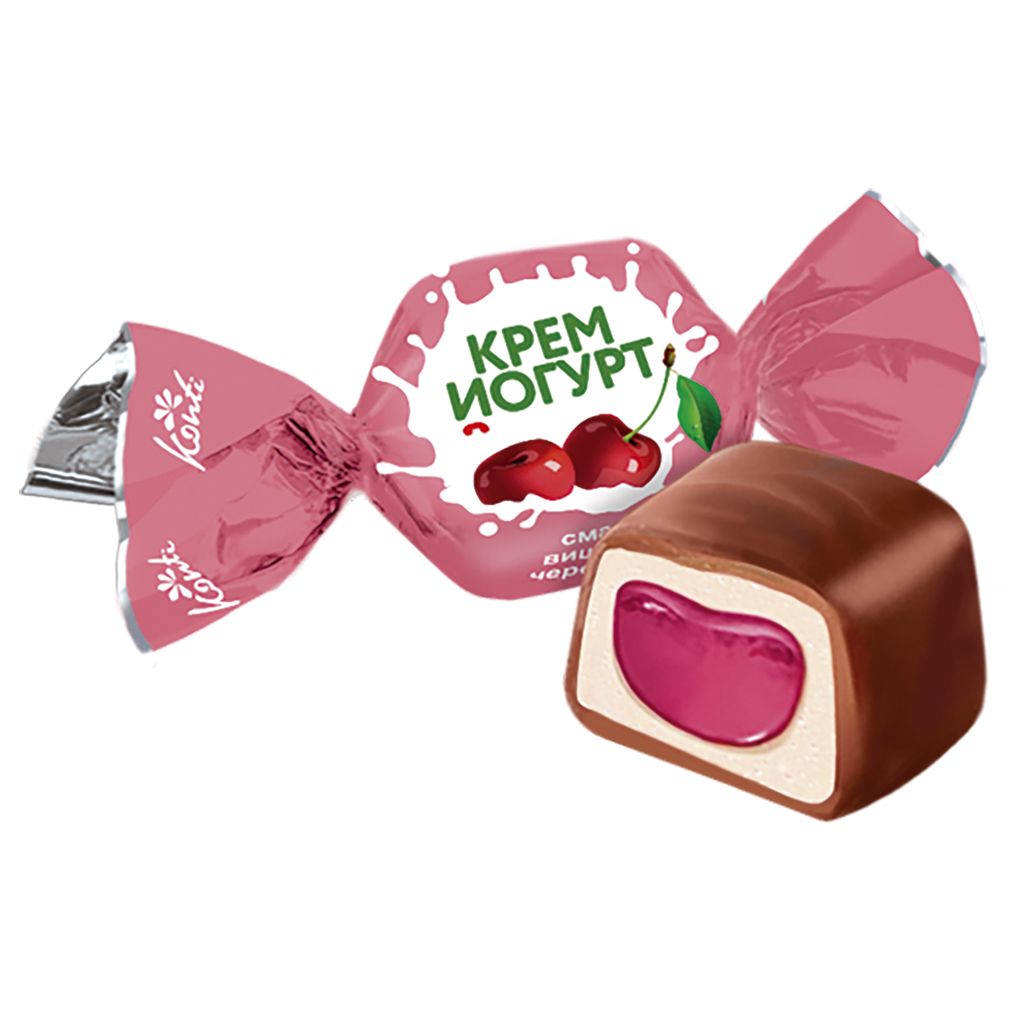 Confetti "Konti Cream Joghurt" met vulling van kersen smaak