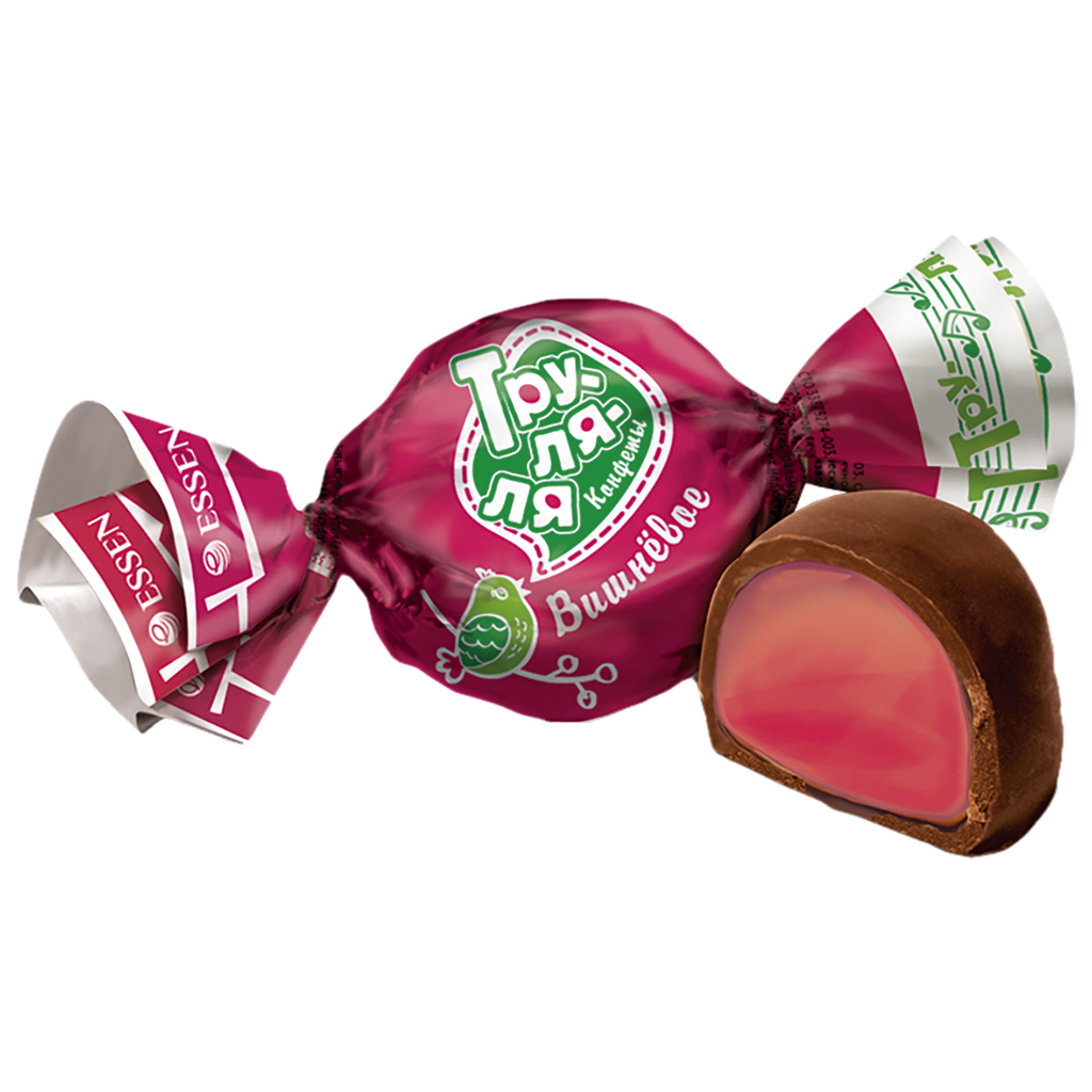 Gelee-confetti "Tru-Lja-Lja" met kersensmaak in chocoladegla