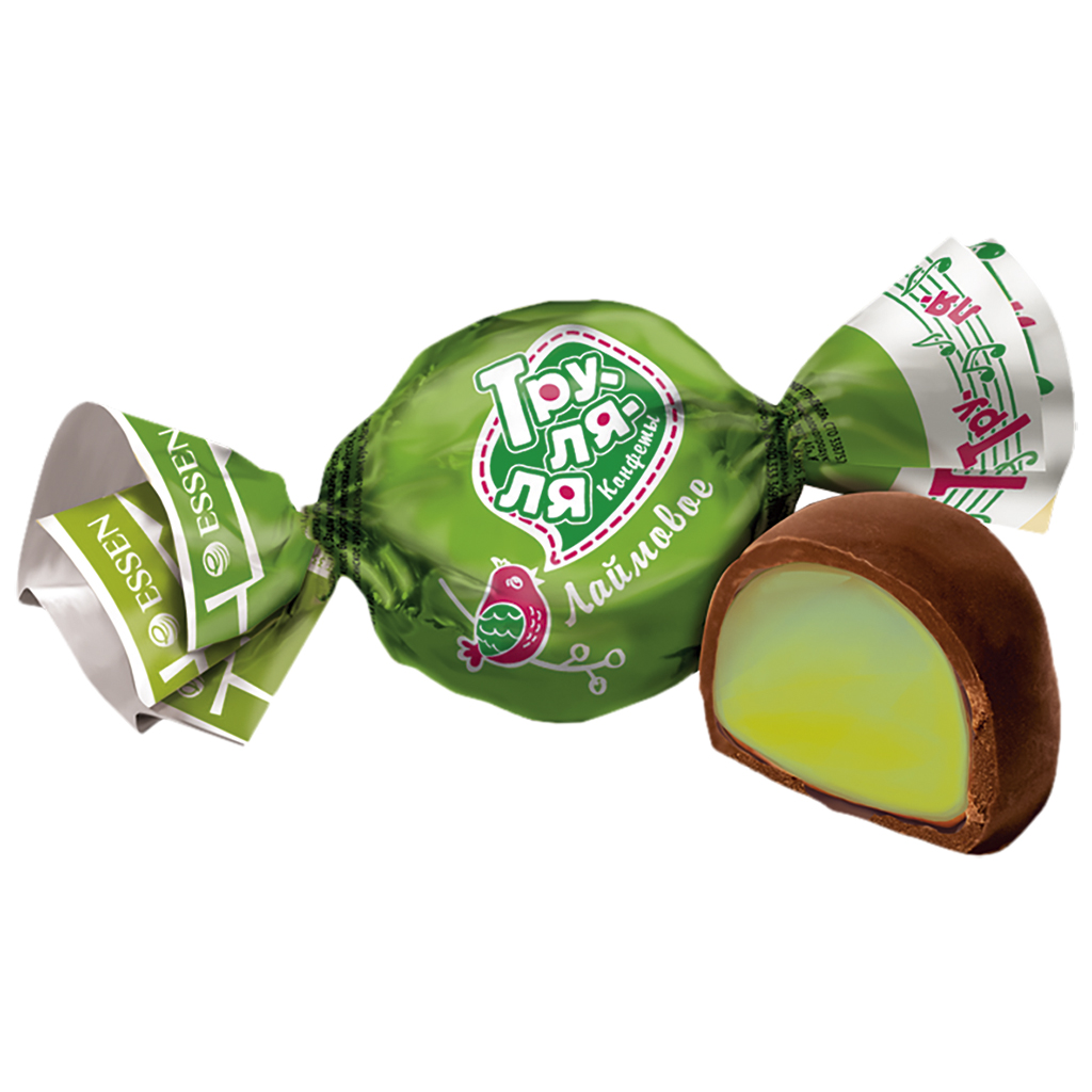 Gelee-confetti "Tru-Lja-Lja" met limoen-smaak in chocoladegl