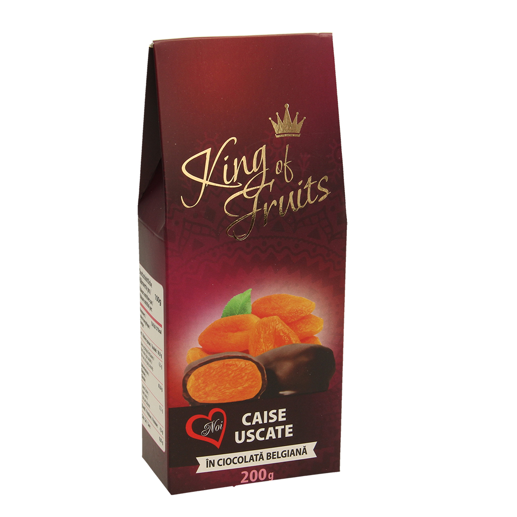 Gedroogde abrikozen, omhuld door chocolade