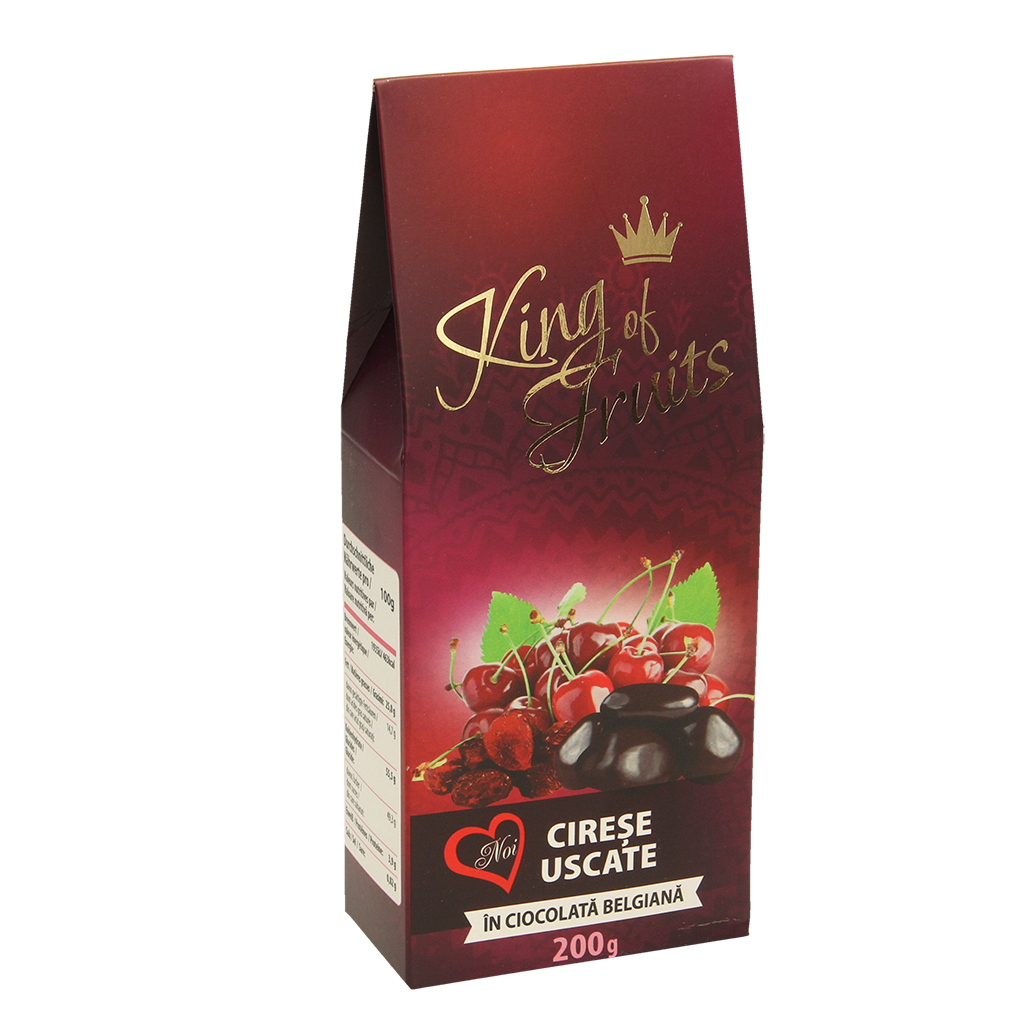 Gedroogde kersen, omhuld door chocolade