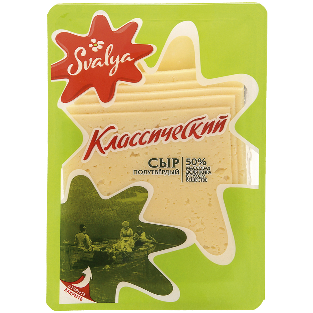 Sliced cheese "Klassicheskij", 50% vet i. Tr.