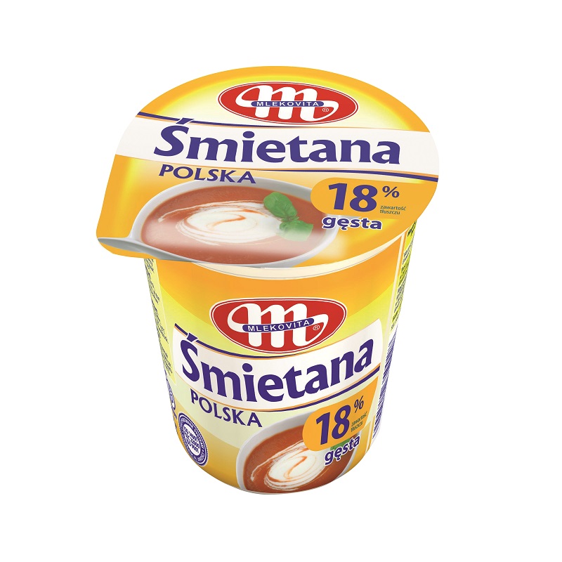 Zure melkproduct "Smietana Polska", 18% vet, verhit behandeld