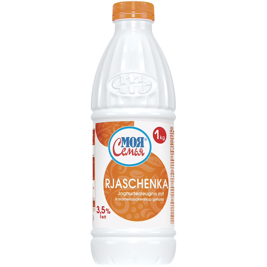 Yoghurtproduct met karamel-suikersiroop "Rjaschenka" gekleurd, 3,5% vet in melkdeel