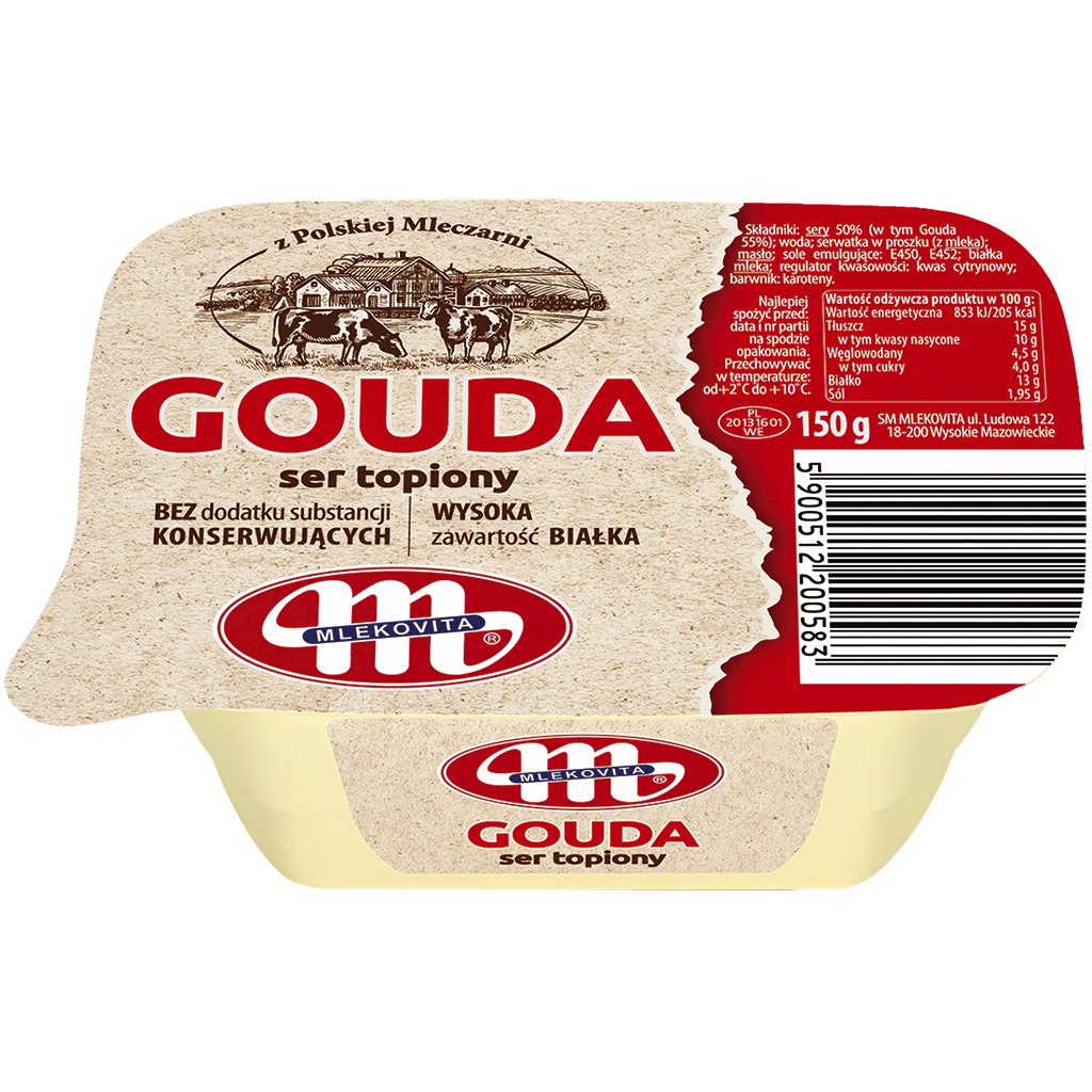 Gouda ser topiony smeerbare smeltkaasbereiding, roomniveau.