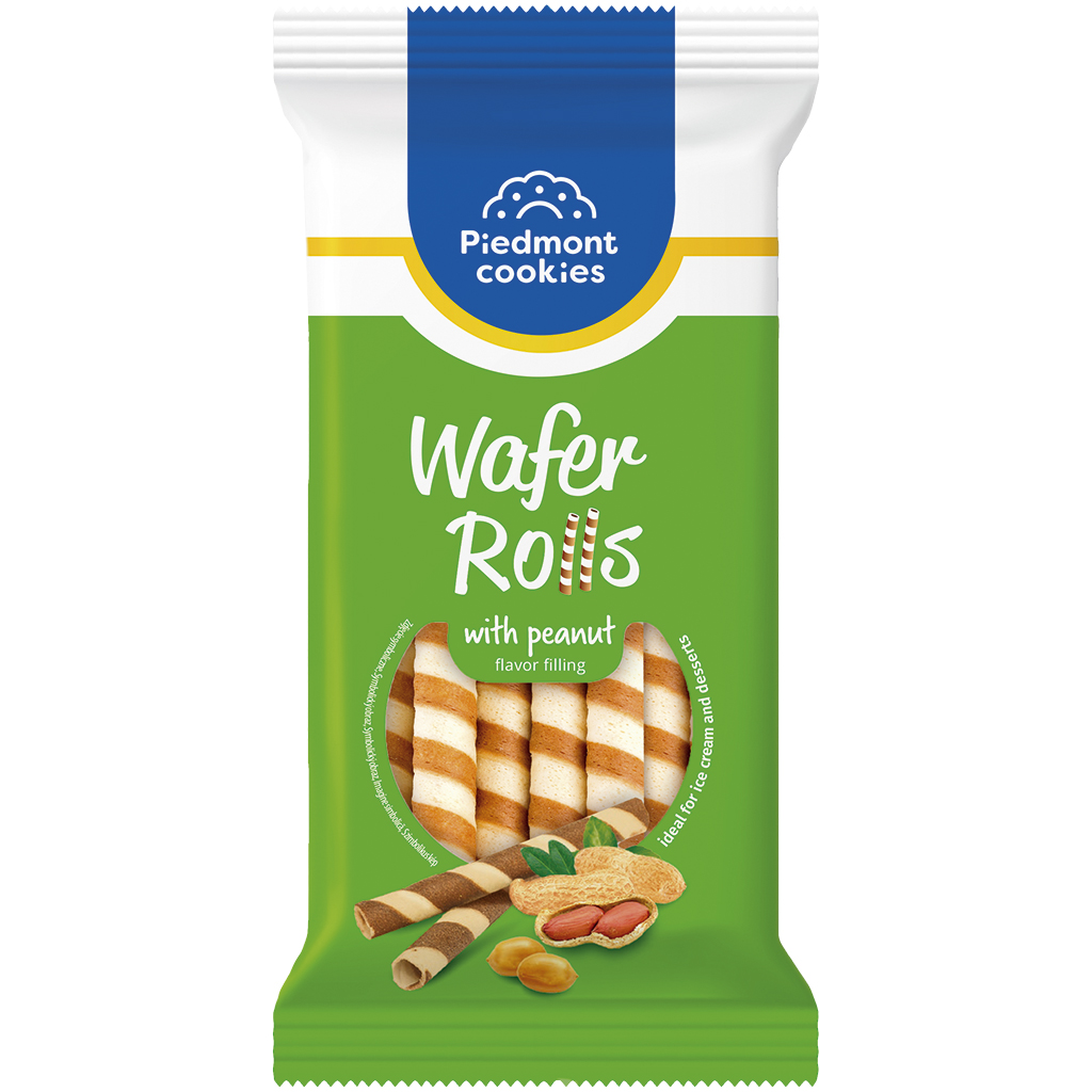Wafelrolletjes met een pinda-crèmevulling