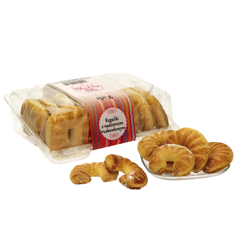 Kruimelkoekjes "Rogaliki" met appel-aardbei-aroniapuree met 