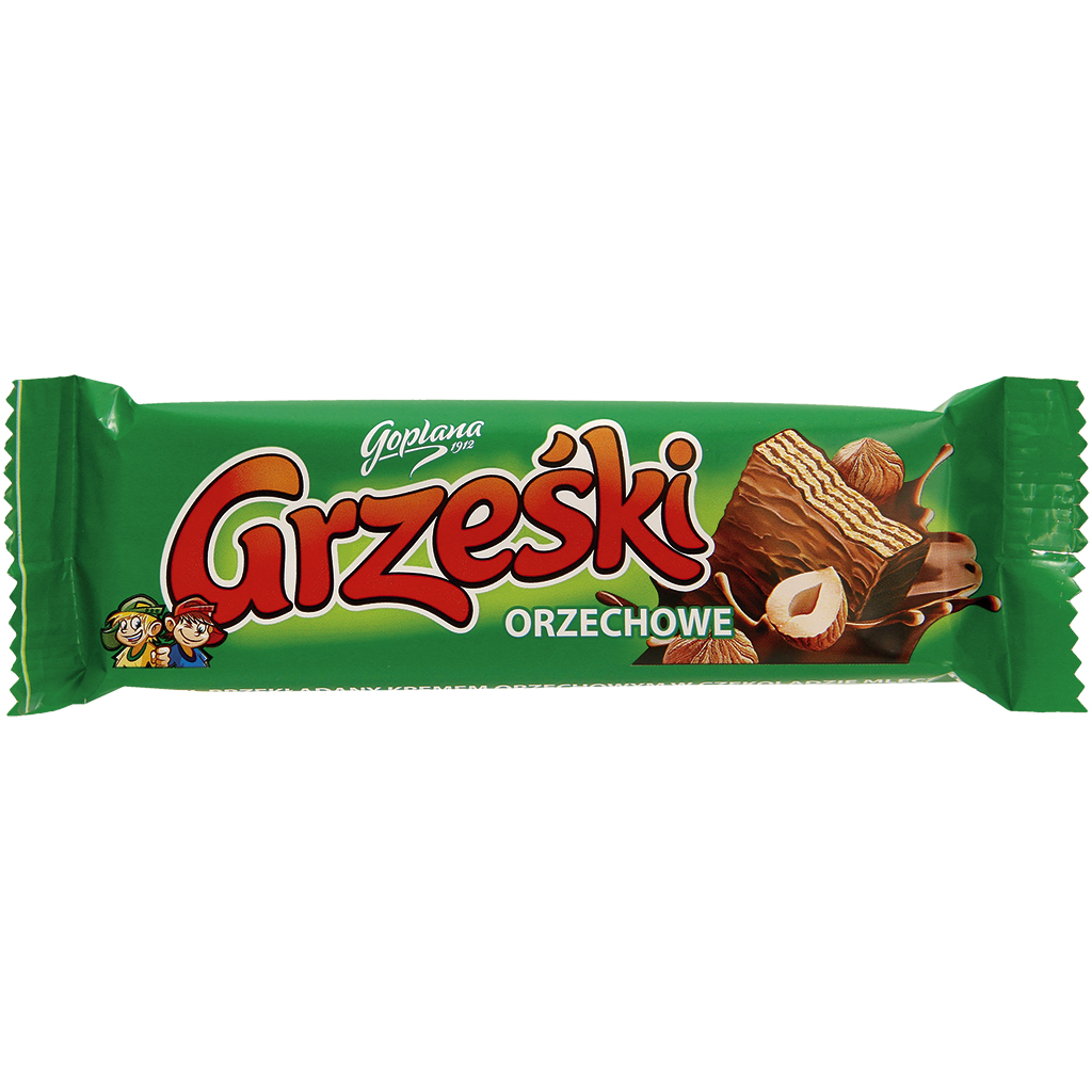 "Grzeski orzechowe" Wafeltje met hazelnootsmaakcrème (48%)