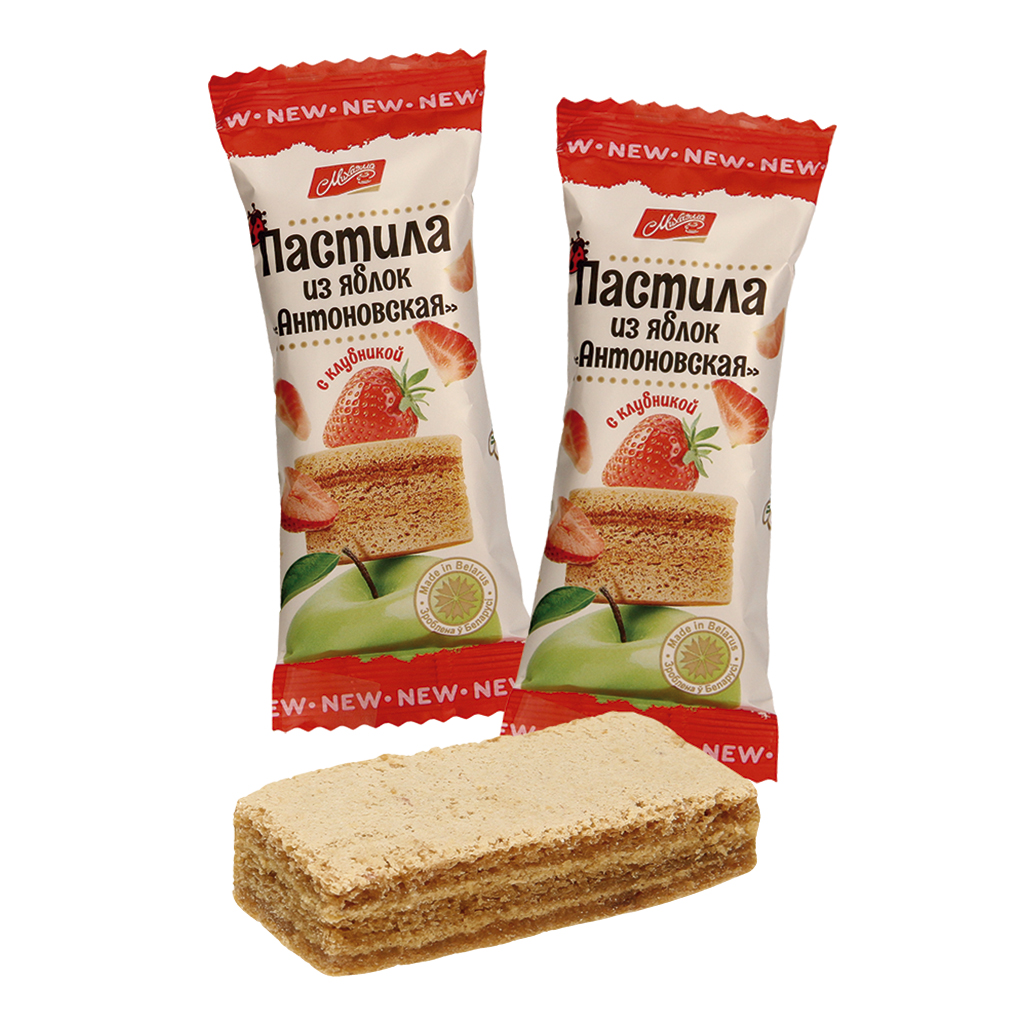 Pastila snoepgoed op basis van appelpuree met aardbeienpuree