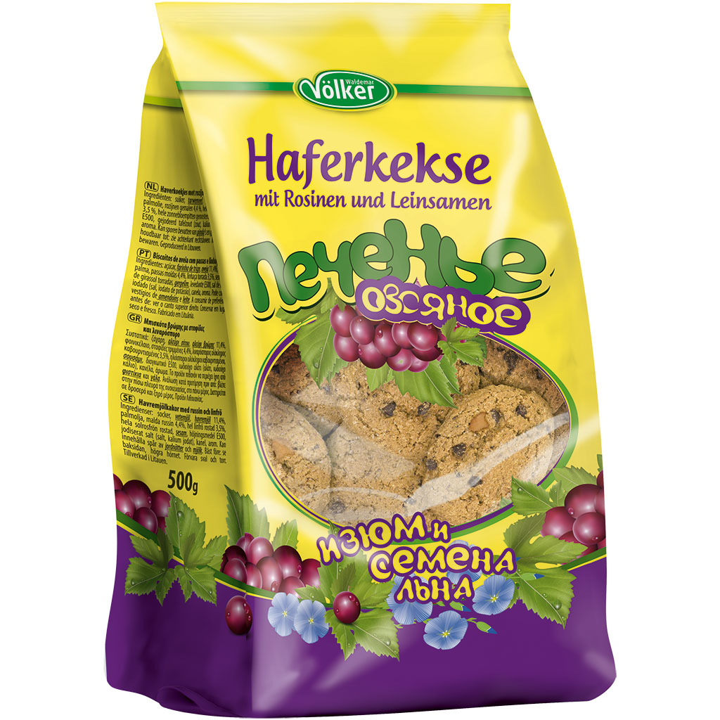 Havermoutkoekjes met rozijnen en lijnzaad