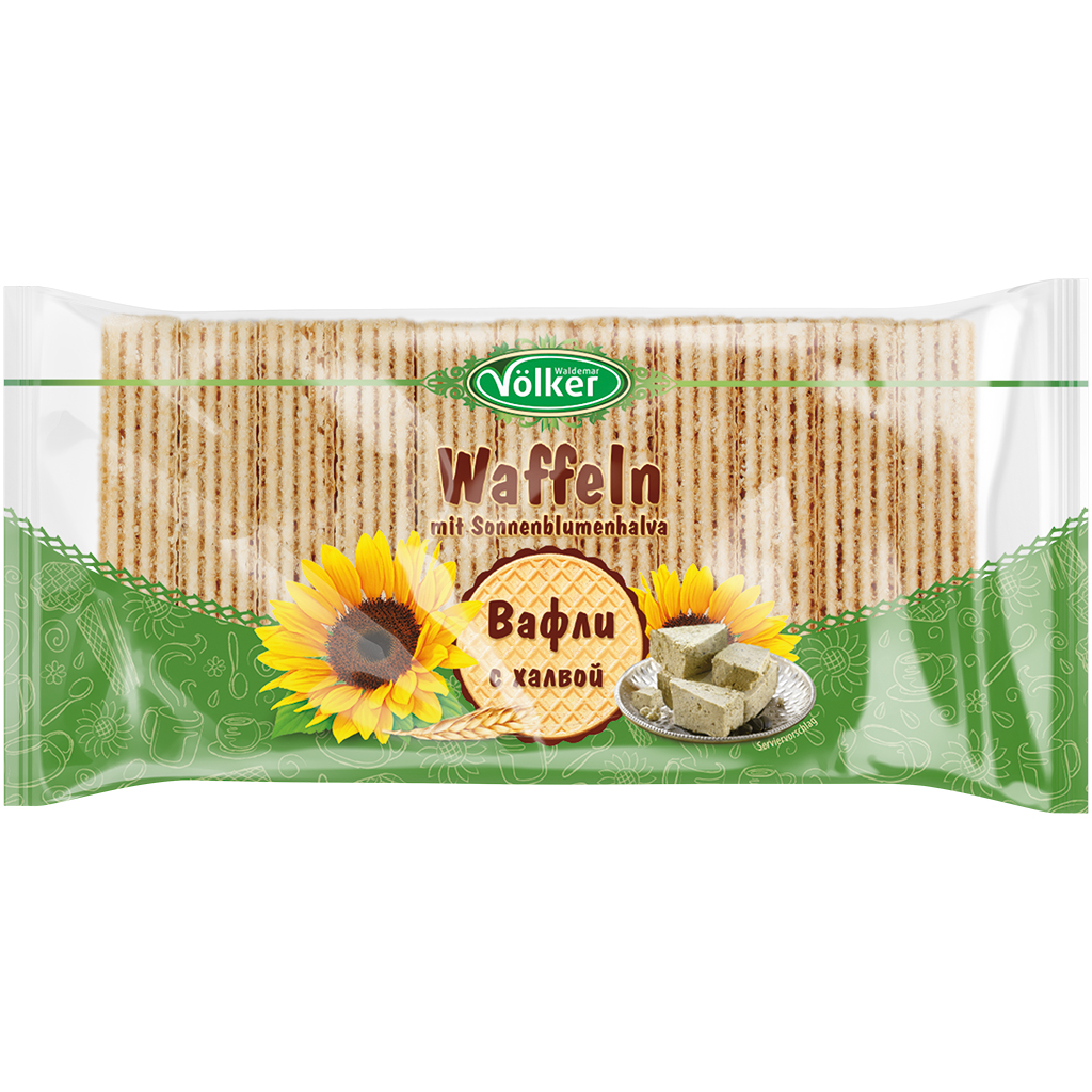 Wafels met 71% crèmevulling met zonnebloemhalva