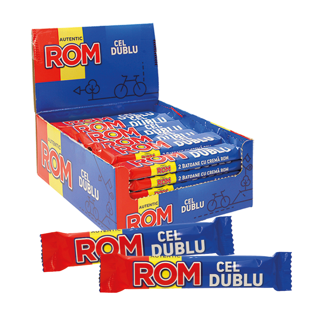 Reep "2 Batoane cu Crema Rom" uit cacaohoudende vetglazuur