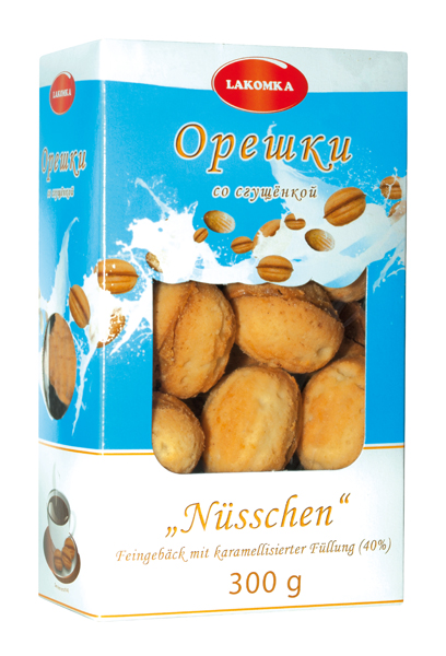 Fijngebak "Nüsschen" met gekarameliseerde vulling (40%)
