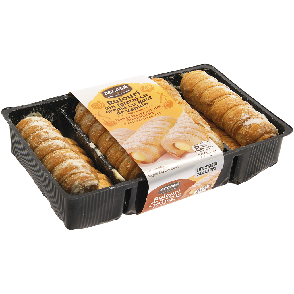 Bladerdeegrolletjes met 30% roomvulling (vanillesmaak)