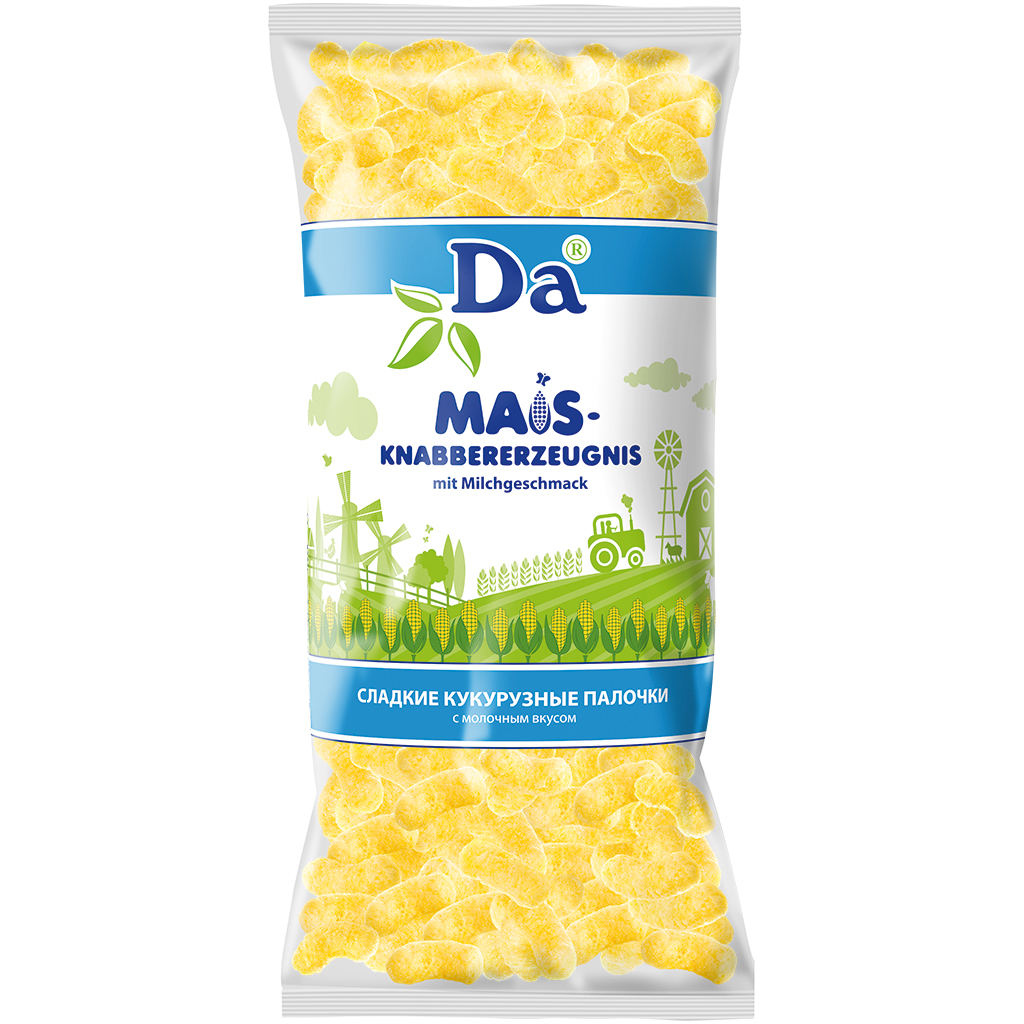 Zoet maïs snackproduct "Da" met melksmaak.