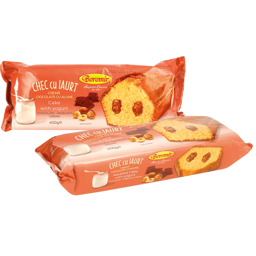 Ovengebakken cake met yoghurt en 12% roomvulling met choco