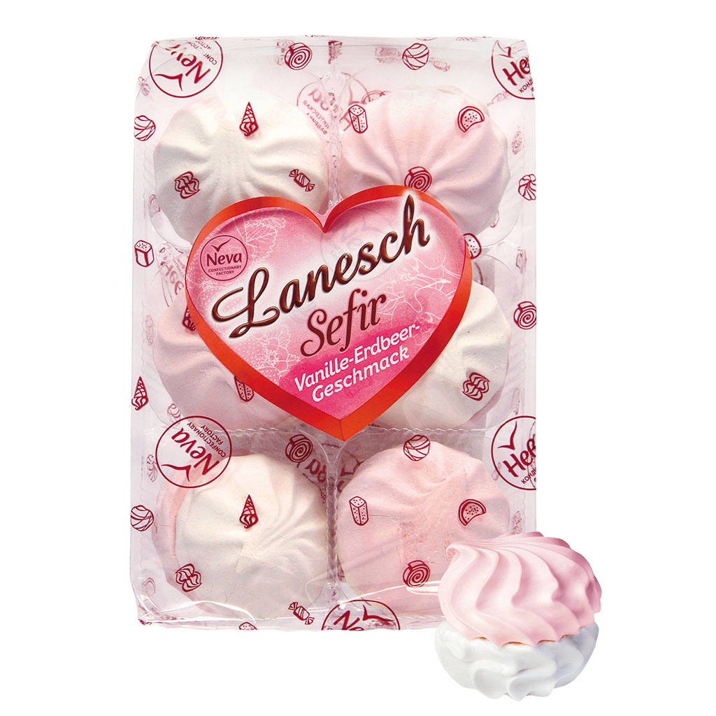 Schuimsuiker "Lanesch" met vanille-aardbei-smaak