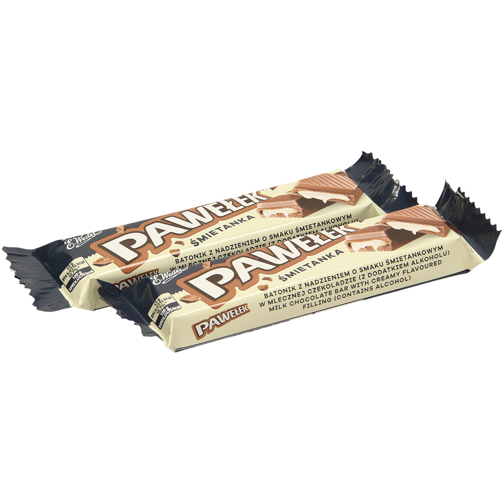 Melkchocolade reep "Pawelek Smietanka" met een crèmevulling