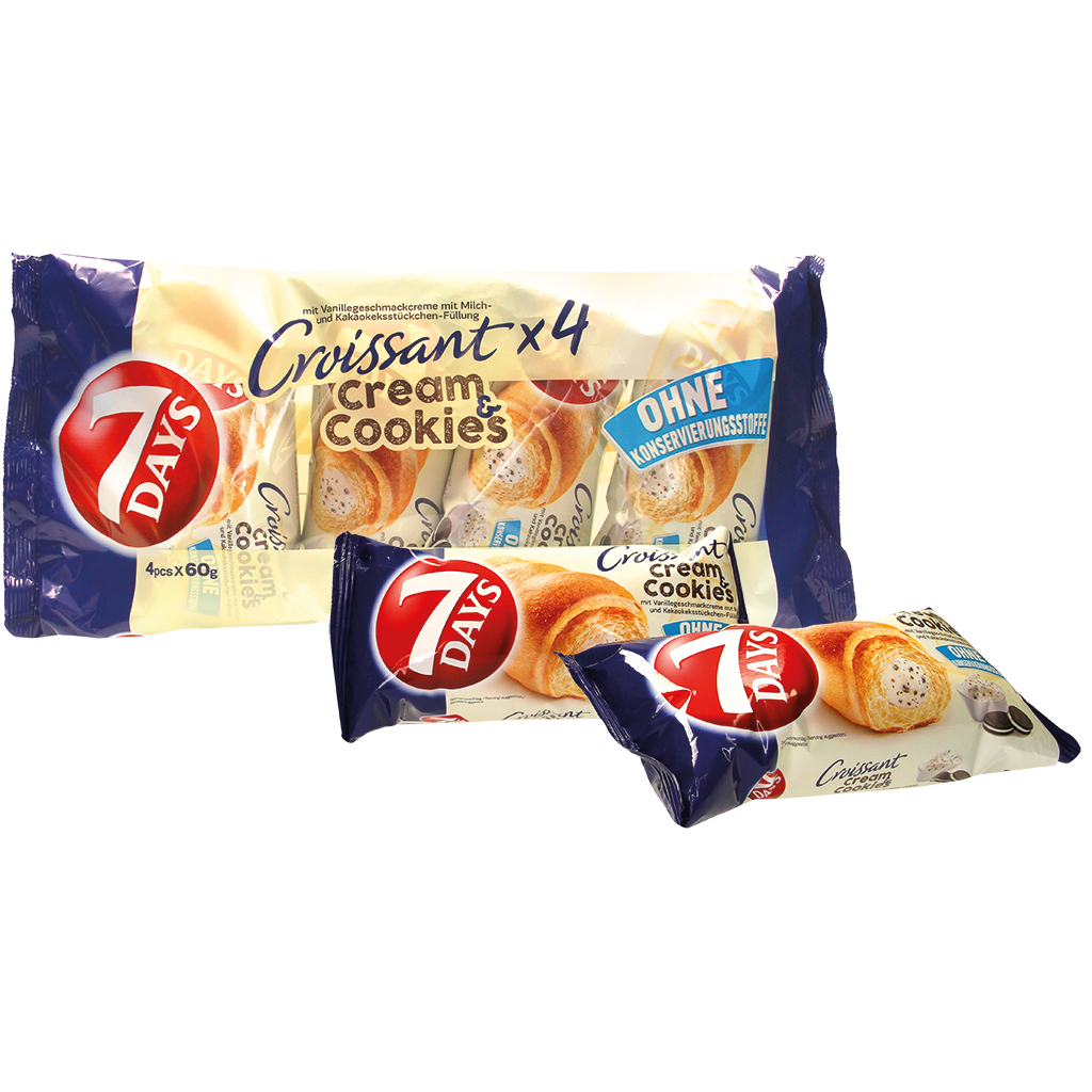 Croissant met vanillecrème en chocoladekoekjes stukjes