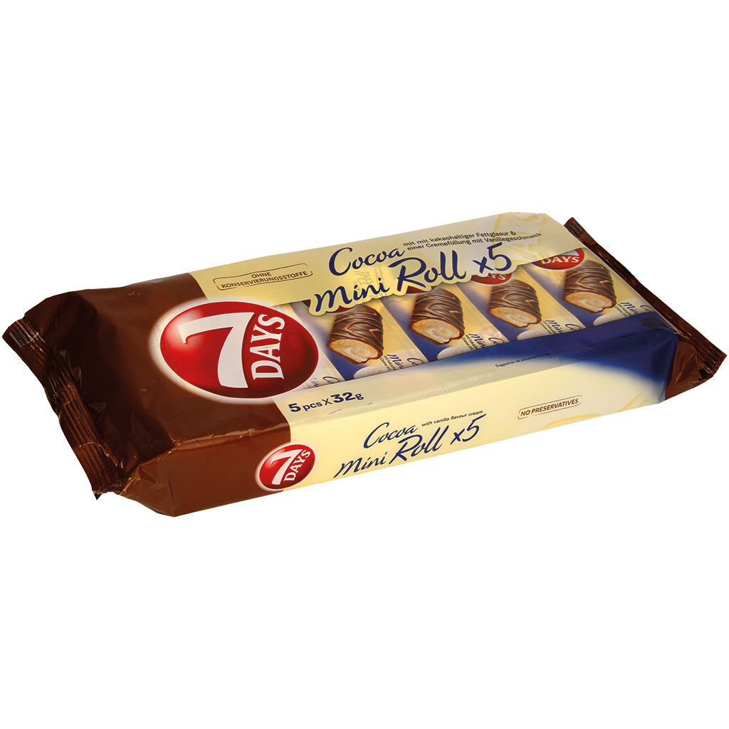 Mini - cakerol met cacaobasis coating en met een crème vulli