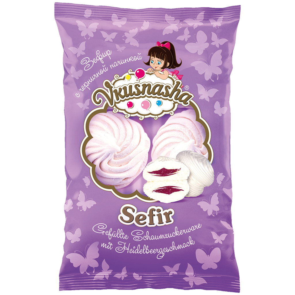 Gevulde schuimsuikerwaren "Sefir Vkusnasha", bosbessensmaak