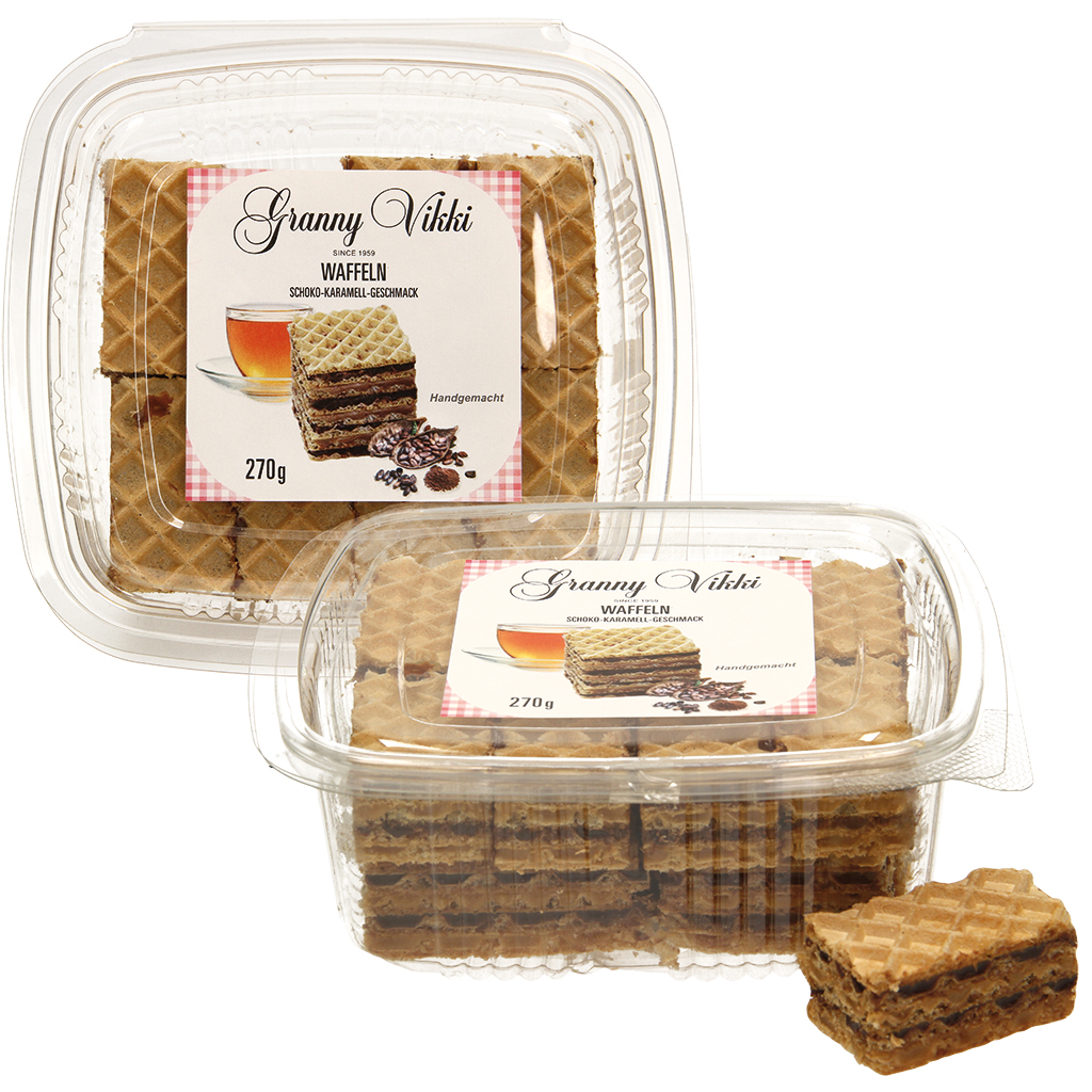 Wafels met twee vullingen met chocolade- en karamel-smaak