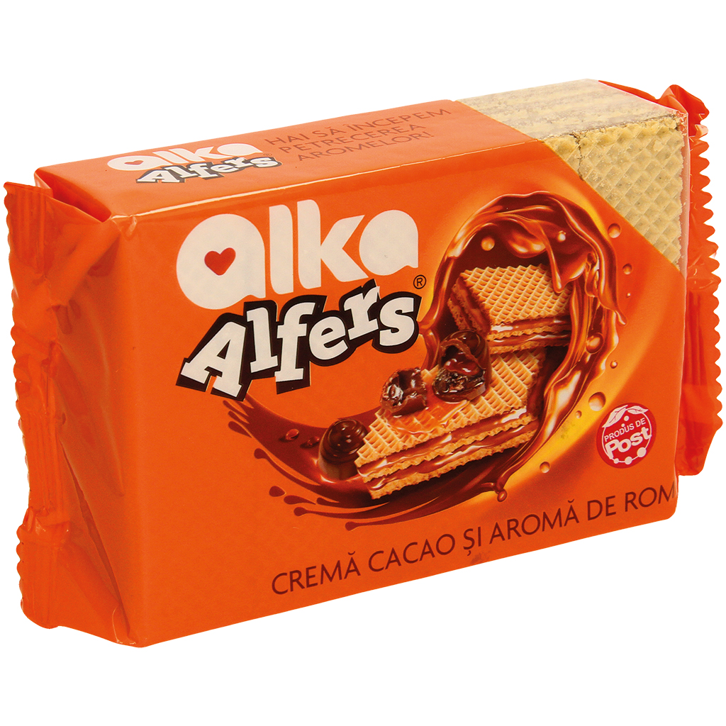 Wafels met cacao-crèmevulling (72%) en rum-aroma