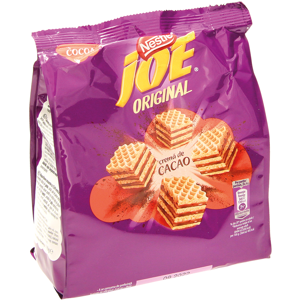 Wafels met roomvulling met chocoladesmaak (73,6%)