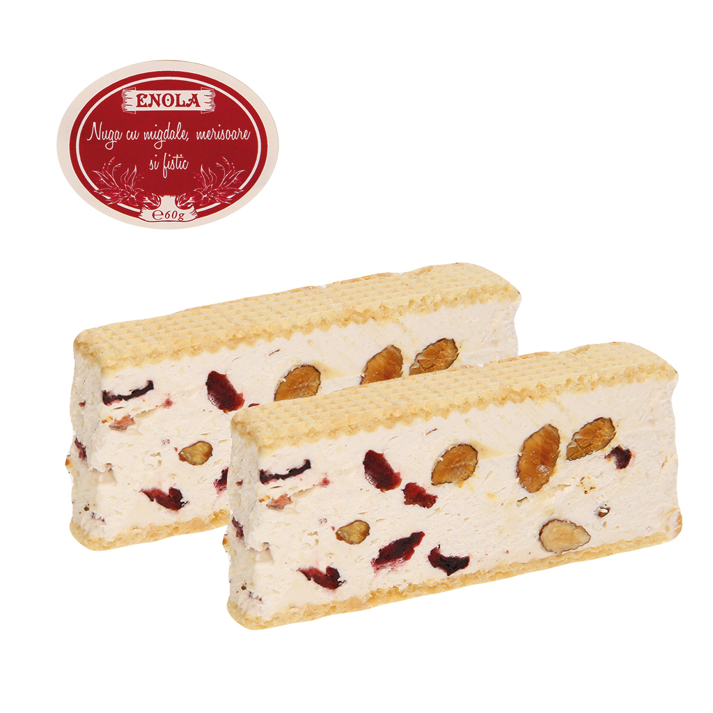 Witte nougat met amandelen, gedroogde bosbessen, pistache en