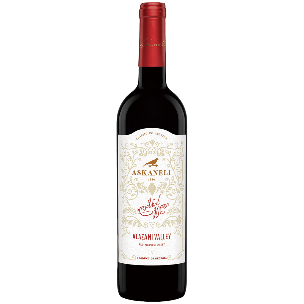 "Alasanskaya Dolina" rode wijn uit Georgië, zoet, 12% vol.