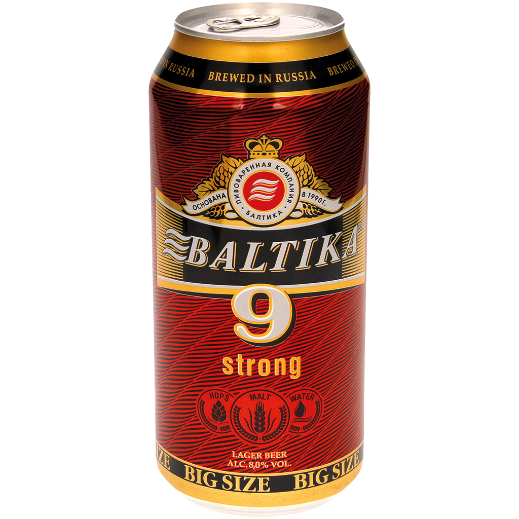Licht bier "Baltika Starkbier Nr. 9", 8,0% vol.
