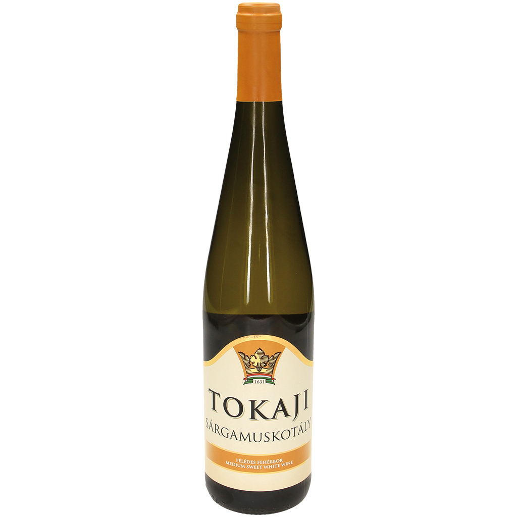 Tokaji "Sargamuskotaly halfzoet" wijn, wit, zoet