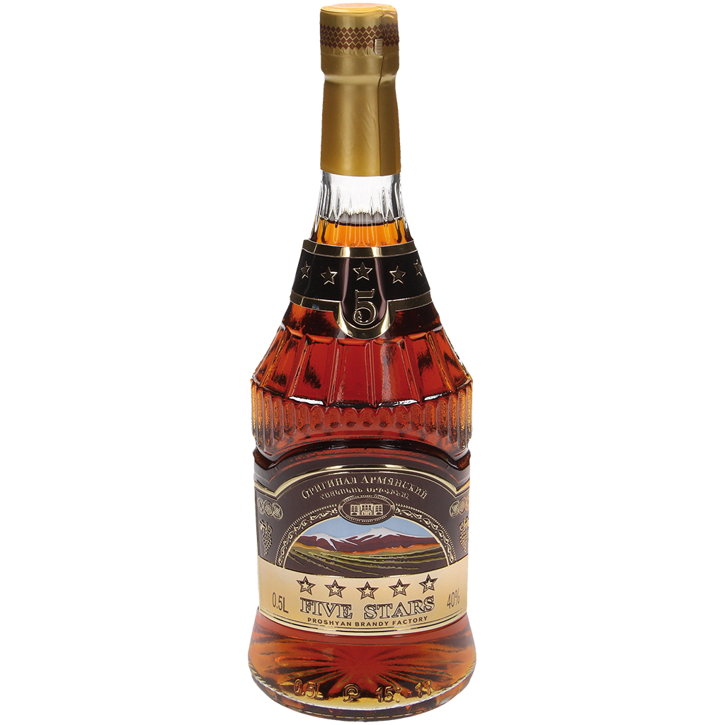 Armeense brandy "VIVE STARS" 5 jaar oud 40% vol.