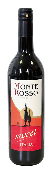 Italiaanse rode wijn "Monte Rosso" zoet